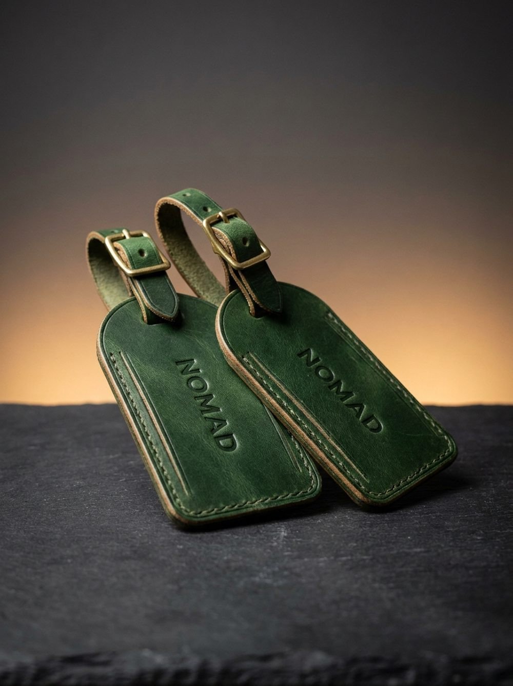 Luggagemark Leather Luggage Tag Set — Forest