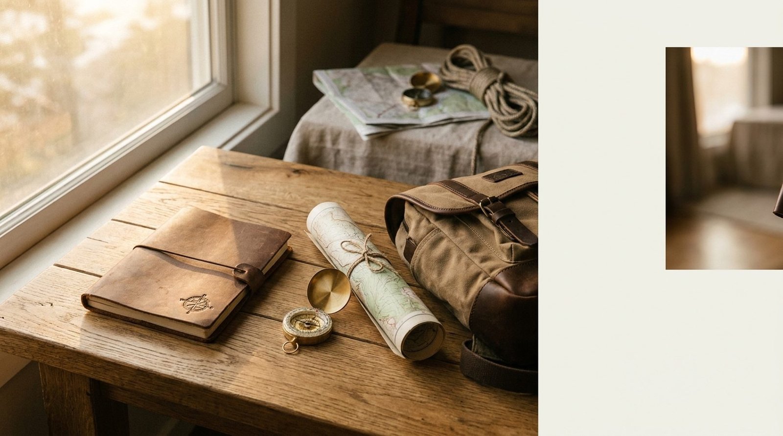 Nomad Goods travel gear on dark slate