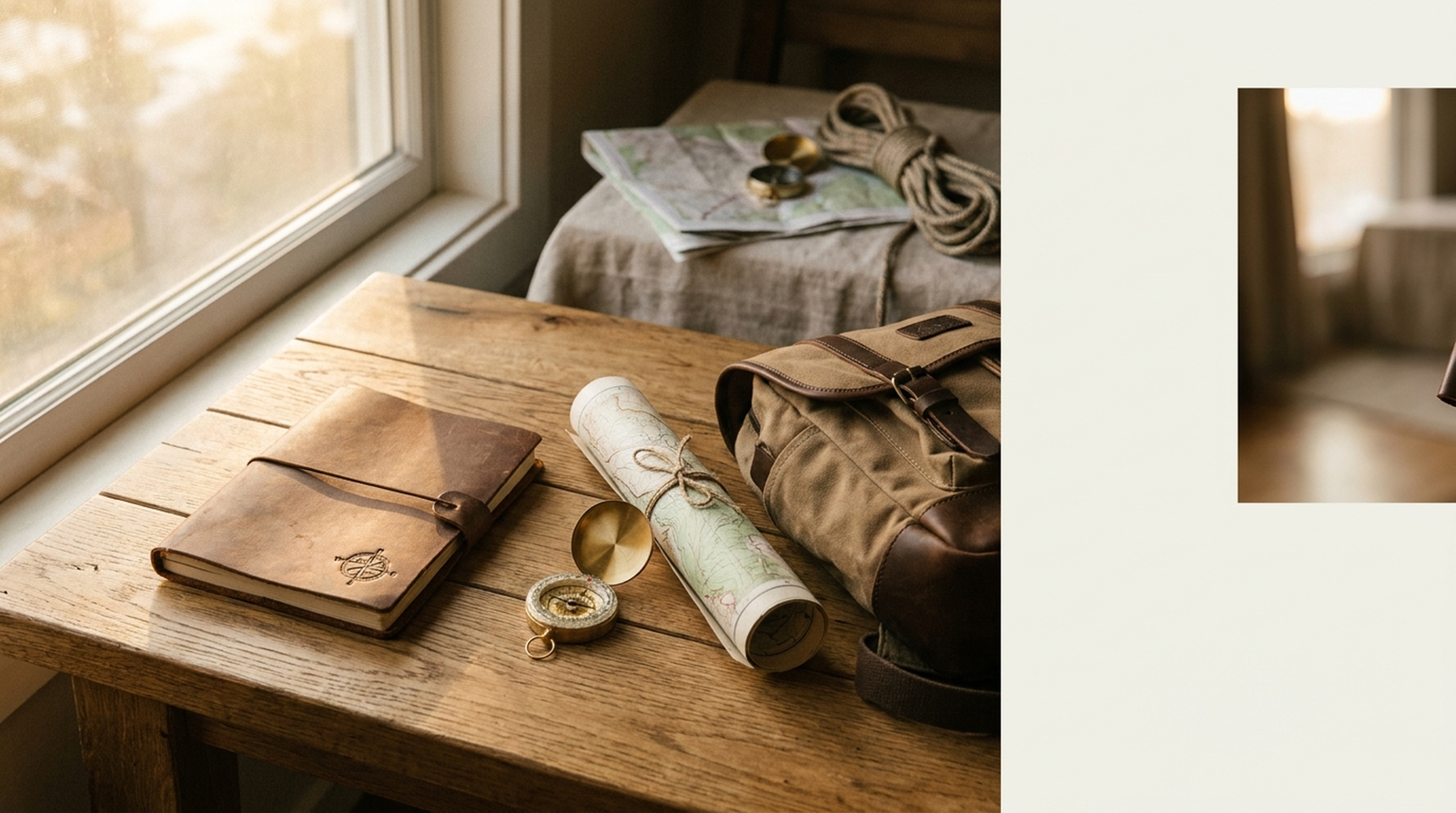 Nomad Goods travel gear on dark slate